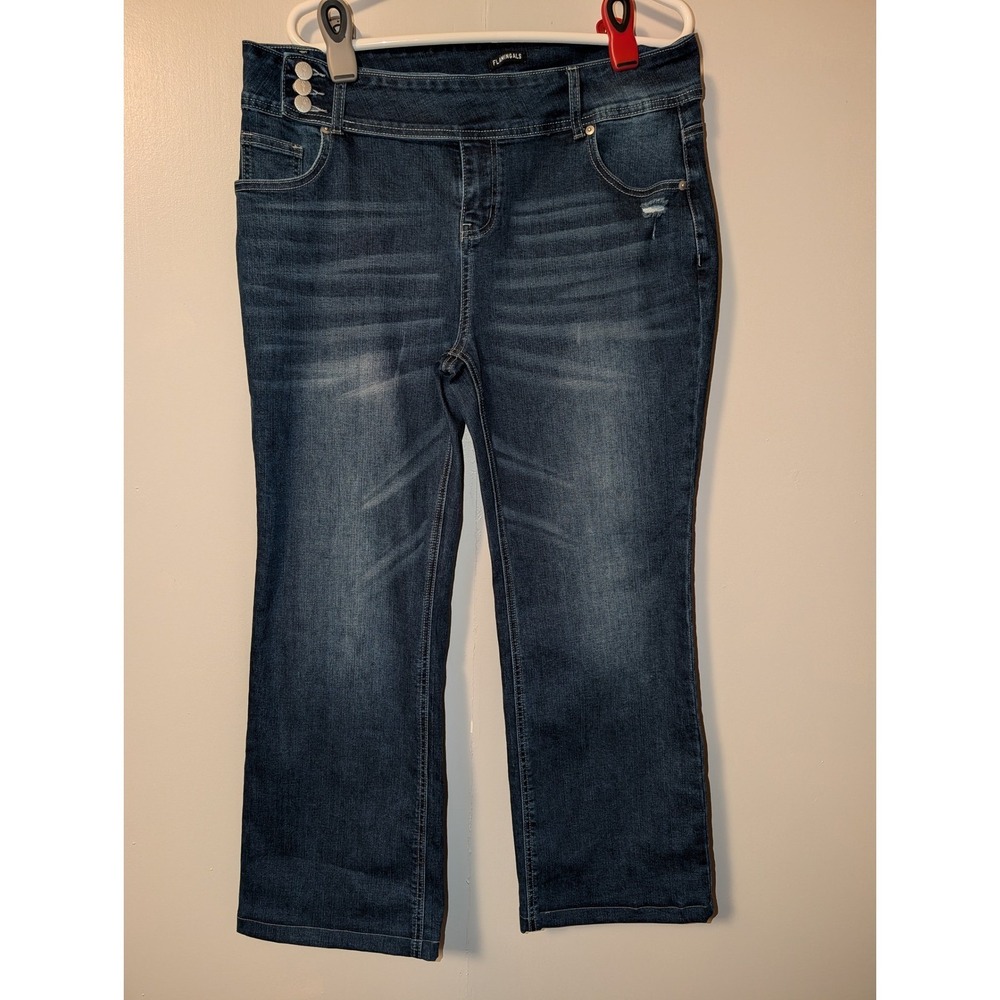 Flamingals Womens 3XL Dark Wash Straight Leg Stretch Denim Jeans Blue 270140 HYL